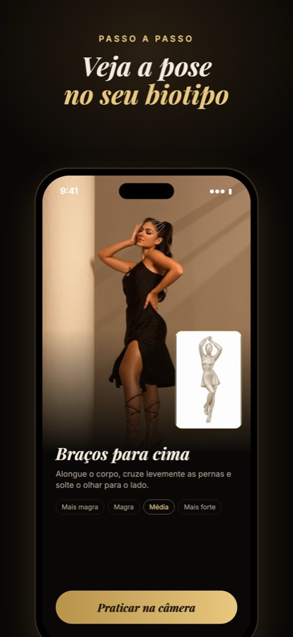 Detalhe de uma pose com o passo a passo